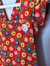 EUC Vintage 1970s Healthtex Bright Floral Baby Corduroy Romper 18 Months