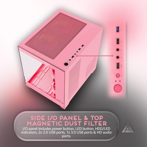 Prism-Pk Prism Micro-Atx Gaming PC Cube Case W/ 5X 120Mm ARGB Fans, 366 RGB Mode - Picture 4 of 7