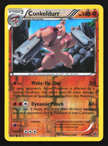 Conkeldurr 67/146 XY Base Set Reverse Holo Rare Pokemon Card