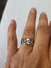 STERLING SPIRAL SUN Swirl & Flowers Ring Size 7 Vintage 925 Silver-Carved