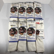NEW NOS Vtg 8ct Men  s 8.5-12.5 Thorlos Socks Western Imperfect Calf White TWW-13