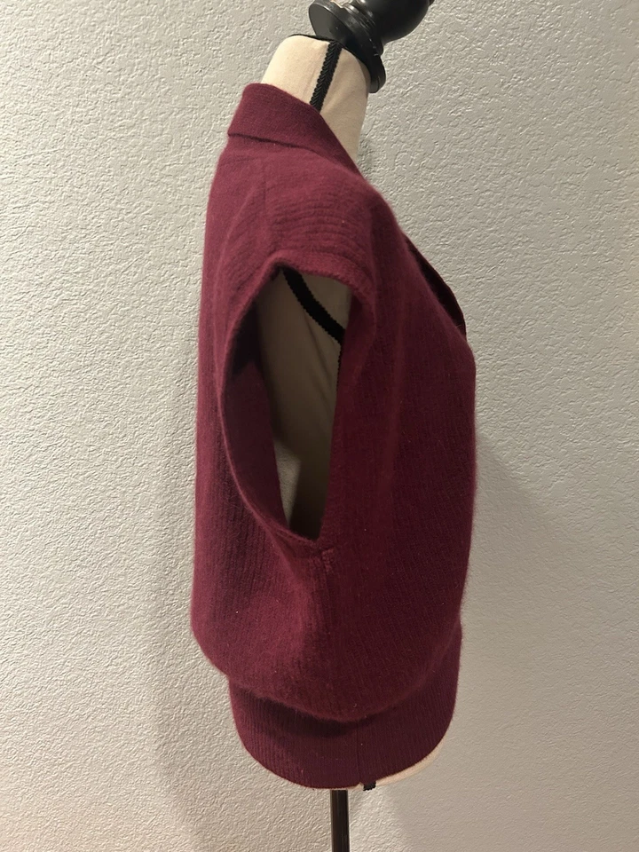 Chaleco Suéter JH Coleccionables Vintage Granate Lana de Cordero Angora Grande Dinero Antiguo Foto 4 de 4