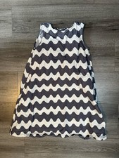 Marimekko Uniqlo Girls Kids Black White Size Zag Sleeveless Dress Sz 7-8