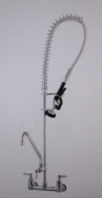 Aquaterior 44'' Commercial Pre-Rinse Kitchen Faucet 12'' Add-on Spout Wall Mount