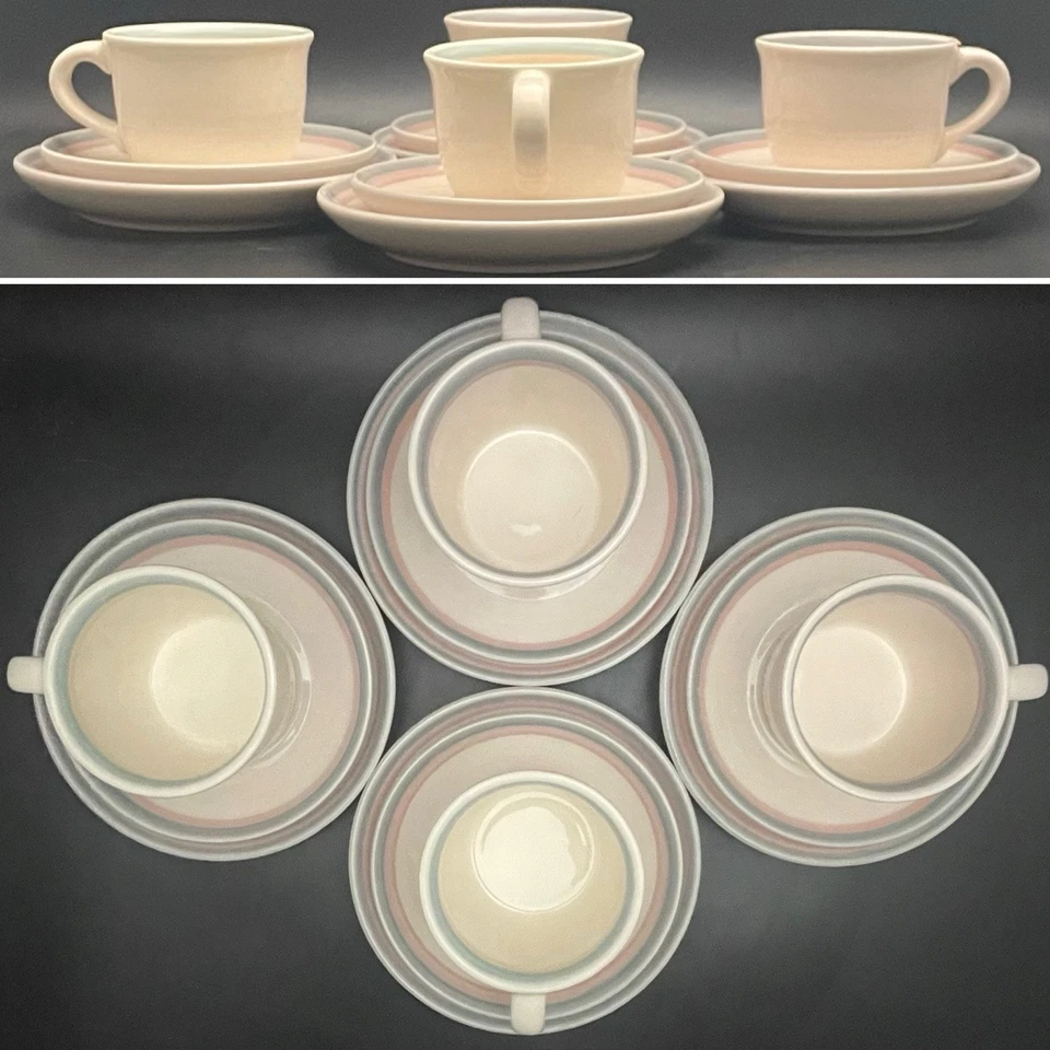 Juego de aperitivos de almuerzo de gres rosa Pfaltzgraff Aura 12 piezas para 4 años 80 hecho en EE. UU. Foto 3 de 4