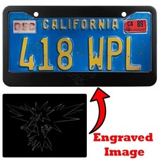 Engraved Black License Plate Frame - Zapdos 2
