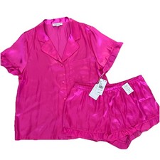 In Bloom by Jonquil Alice Satin Shortie Pajama Set Medium Hot Pink 68