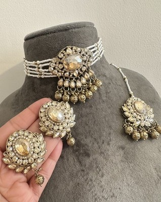 Goldimitat Set Golden Kundan Schmuckset Bollywood Schmuck