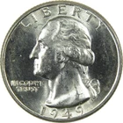 1949 D Washington Silver Quarter Uncirculated Mint State 25c Coin