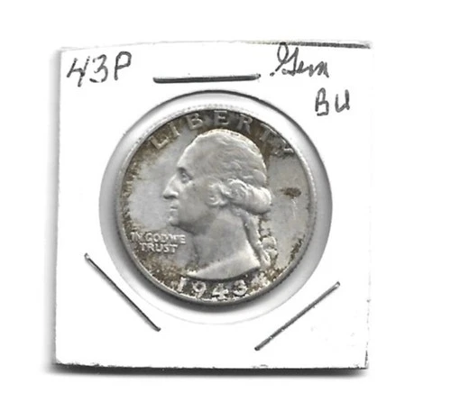 1943P WASHINGTON QUARTER CH /GEM BU IF YOU LIKE TONE, THIS COIN IS FOR YOU