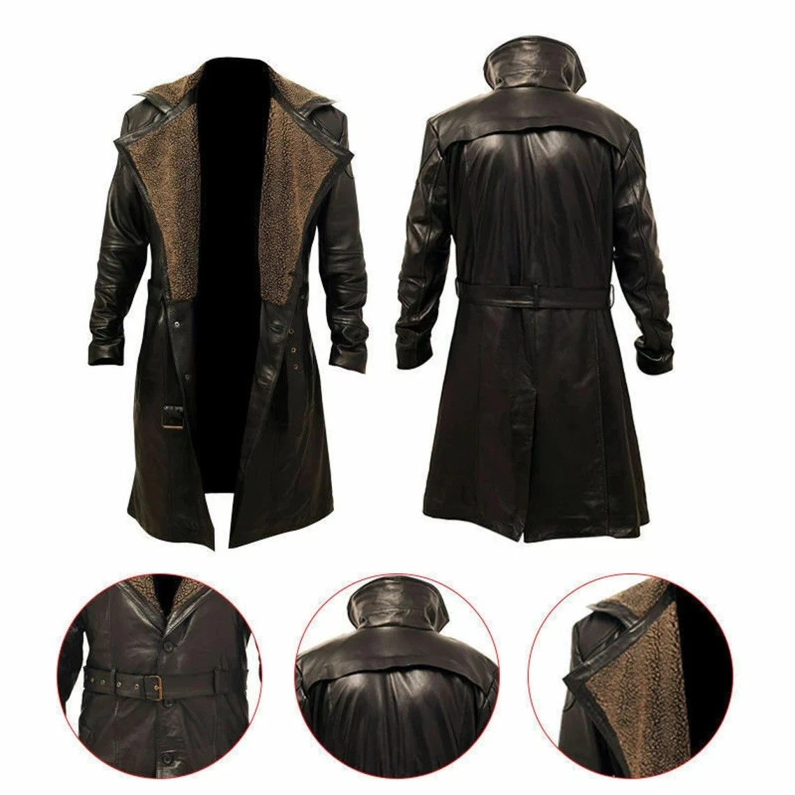 Ryan Gosling 2049 Officer Men's Blade Runner Leather Long Coat - CHRISTMAS SALE - product detail image 1