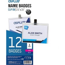 OS Plus Horizontal Top-Loading ID Badge Card Holder Protector 2-1/4"x3-1/2 Clear