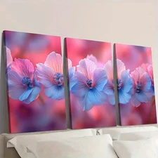 3pcs Vibrant Floral  Nature-Inspired RE   Wall Art Canvas Framed 50x70cm