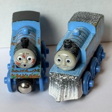 Thomas Wooden Railway Snow Covered Mud Covered Thomas train Lot of 2 Rare wood