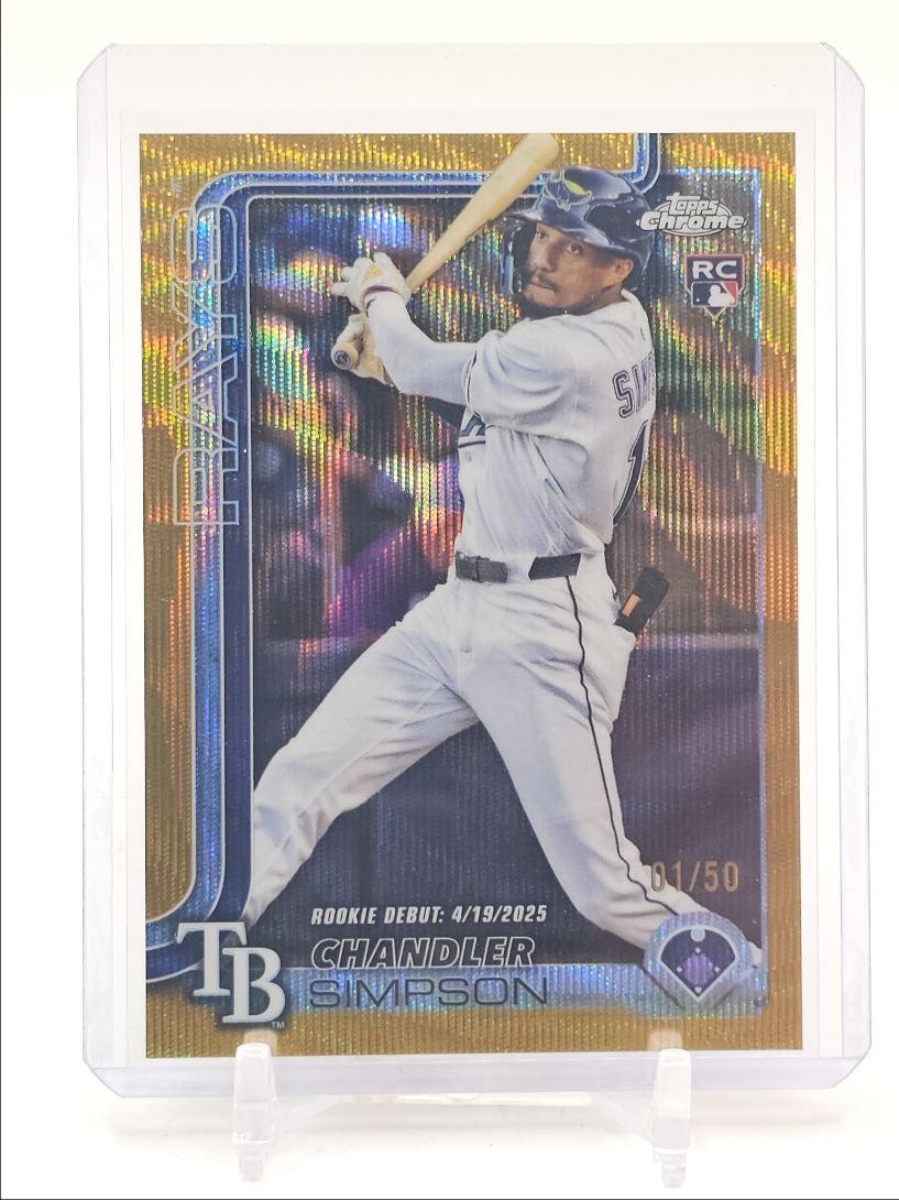 CHANDLER SIMPSON 2025 TOPPS CHROME UPDATE ROOKIE DEBUT GOLD WAVE 01/50 Q4920