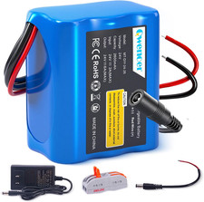 24V 2.6Ah Lithium Battery, 24V Rechargeable Li-Ion Battery with Charger, Bare Le