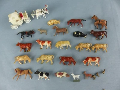 1/87 Ho , lot de décors animaux , vaches , chevaux , chien , train DIORAMA (V) - Photo 1/4