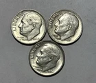 Lot of (3) Three Roosevelt Dimes - 90% Silver - All 3 are 1964 P - Very Nice