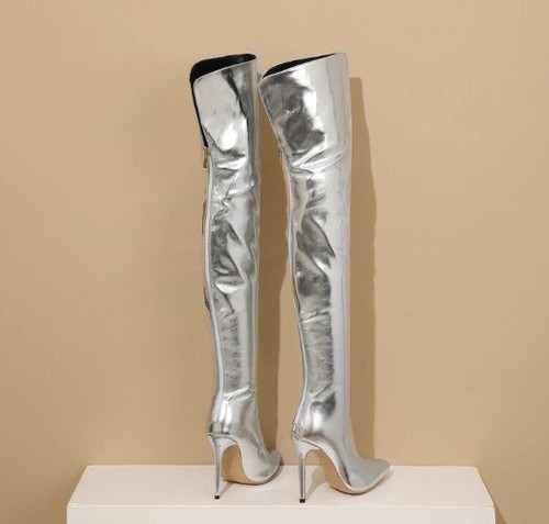 Sexy Zipper Over Knee Boots Women's Pointed High Heels Long Boots Big Size 34-43 - Bild 18 von 29