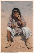 AMERICAN MOKI INDIAN AZ ~ MAN SMOKING A CIGARETTE, Pub DETROIT PHOSTINT, 1910s