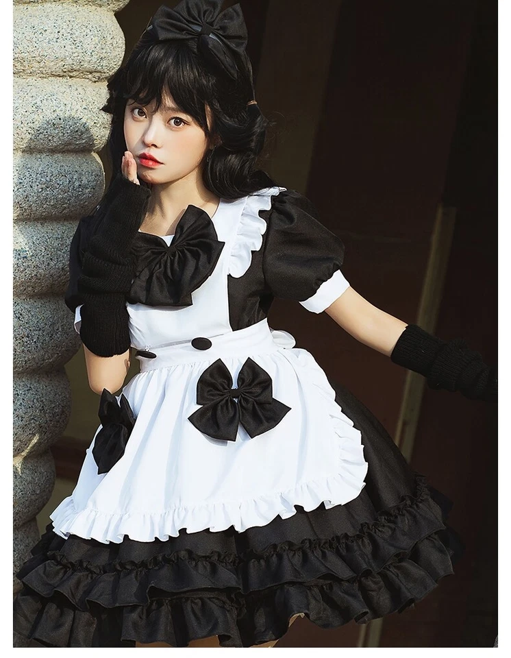 Anime Lolita maid uniform dress set roleplay costume - Image 3 of 4