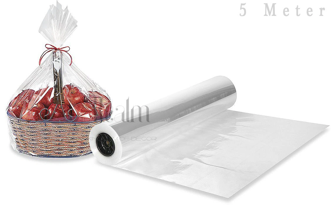 5 Meter Clear See Through Cellophane Wrapping Gift Paper Hampers Wrap