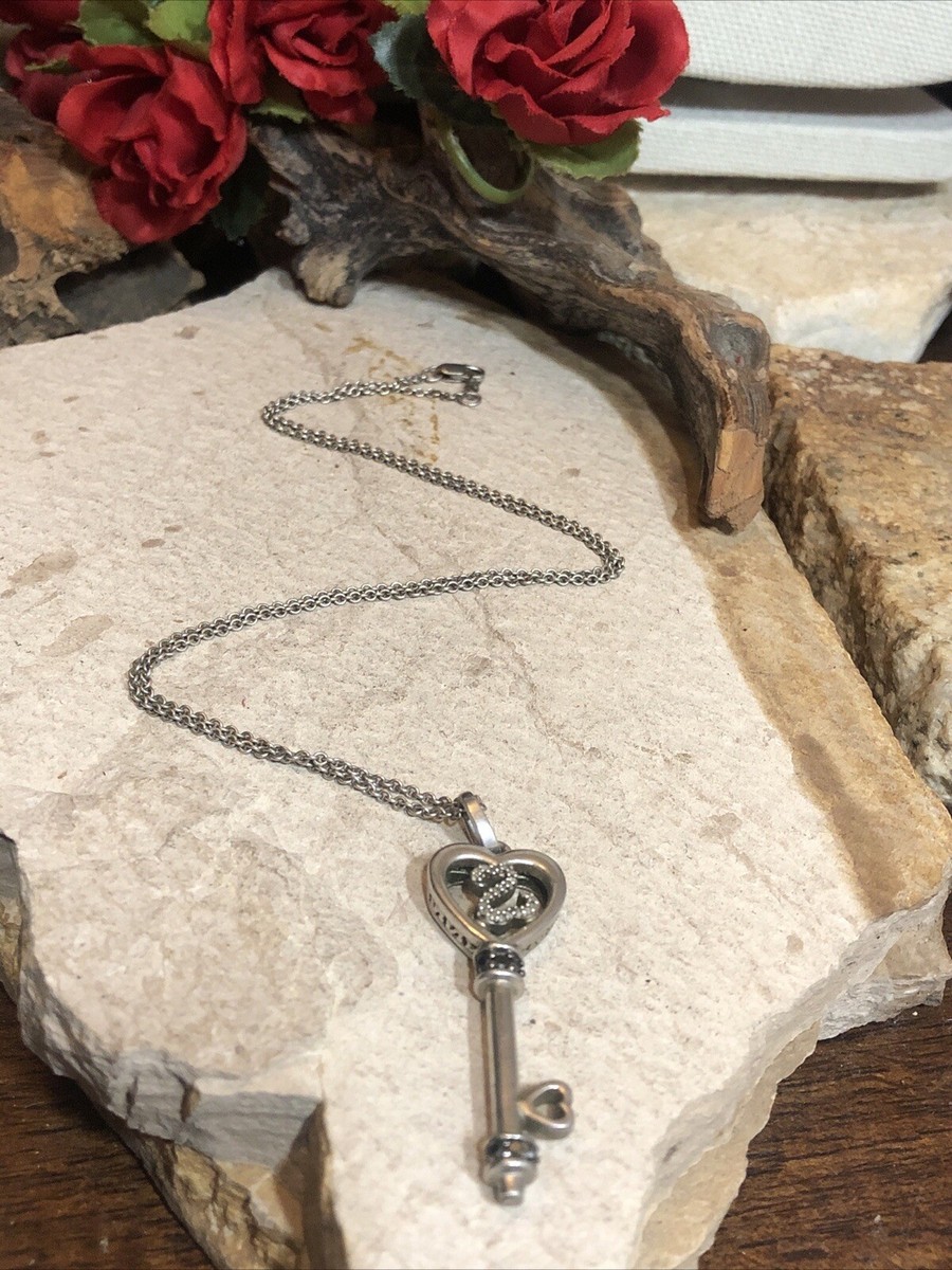 9. Jane Seymour JWBR Sterling 925 Diamond Open Hearts Key Pendant