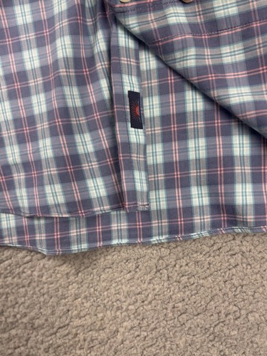 Faherty Shirt Mens XL Blue Pink Check Plaid Cotton Lyocell Stretch Dress EUC - Picture 2 of 15