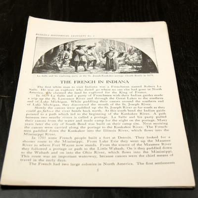INDIANA HISTORICAL LEAFLET '' THE FRENCH IN INDIANA'' (W-4-B-20)