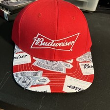 Budweiser Logo Snapback Adjustable Red Hat Cap- Quake City Caps