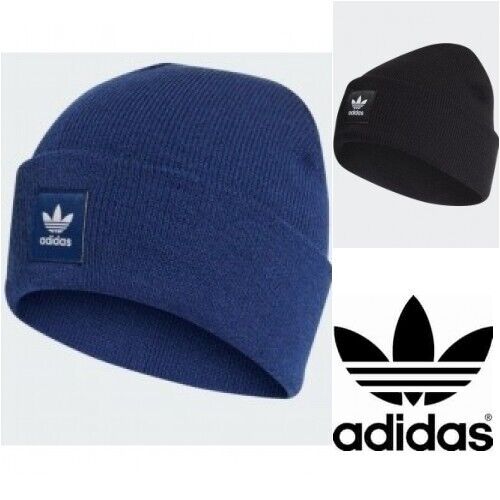 Adidas Originals Adicolour Cuff Beanie Hat Navy or Black - Picture 1 of 1