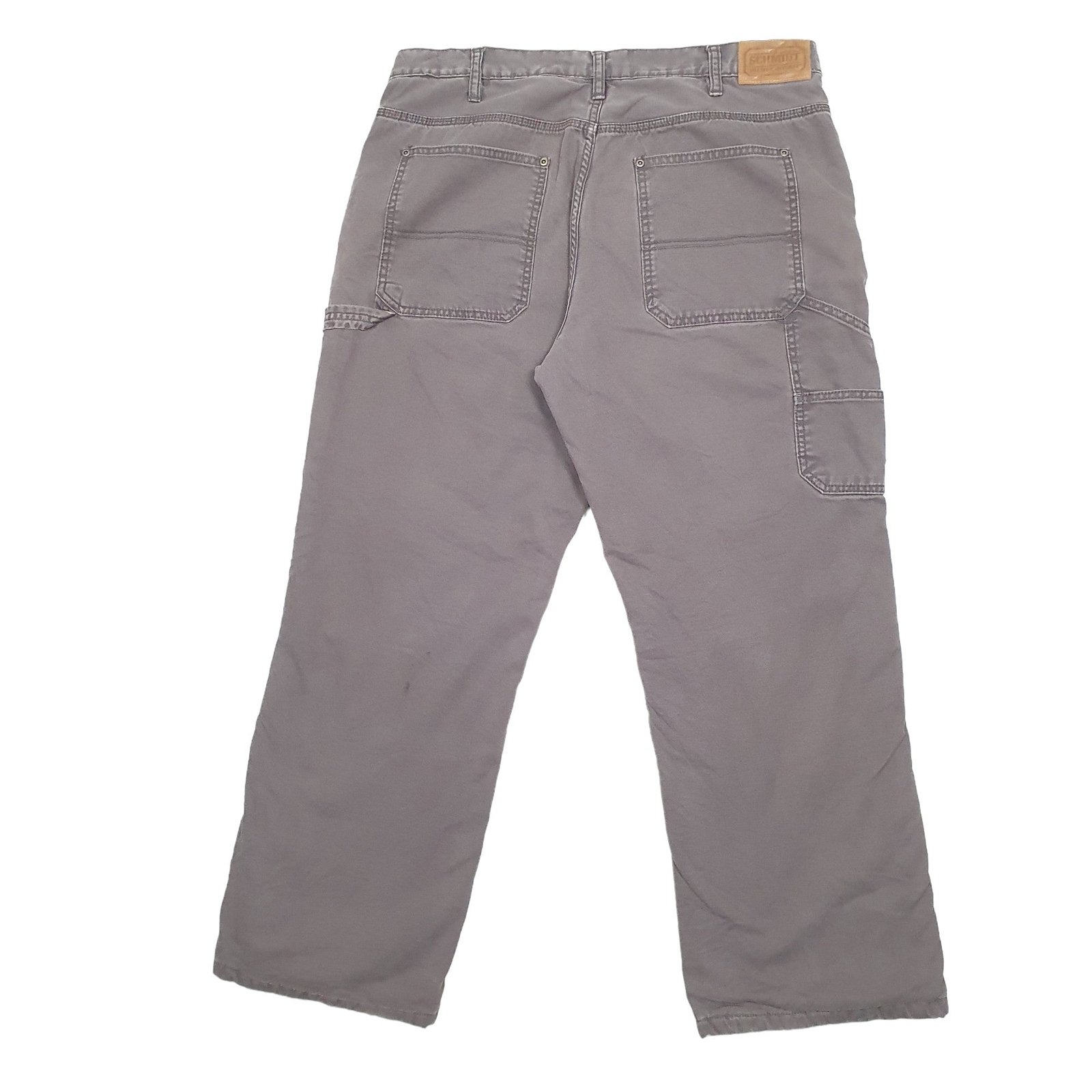 SCHMIDT Lined Winter Thermal Carpenter Workwear Trousers Cotton Grey W36 L30 image 3