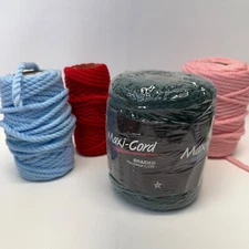 Maxi-Cord Braided Polypropylene Macrame Cord Lot Green Red Blue Pink