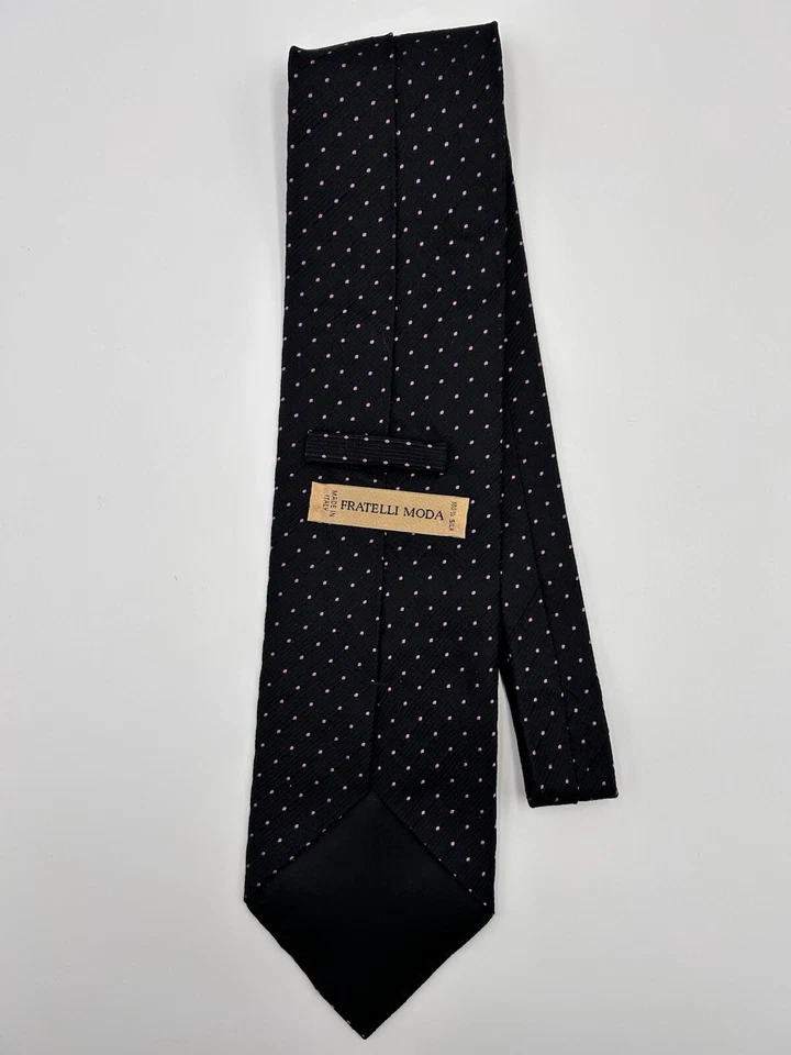 Fratelli Moda 真丝领带纯色黑色紫色圆点意大利制造 — 第 4/4 张图片