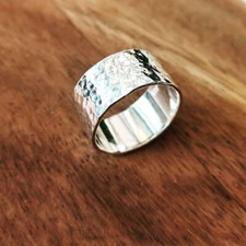 Solid 925 Sterling Silver Band  Hammered Handmade Meditation ring All Size