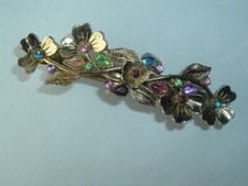 CLOVER GOLD TONE METAL HAIR BARRETTE UP DO HAIR ACCESSORY