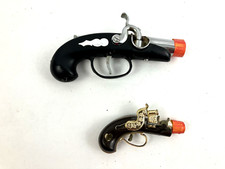 Lot 2 Vintage Flintlock Cap Guns - Corsaro Italy Gold Tone  Japan Curved Inlay