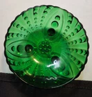 VTG Emerald Green 3 Footed Anchor Hocking Glass BURPLE Bubble Bowl Beautiful 8"