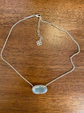 Rare Kendra Scott Dylan Necklace Iridescent Slate Stone See Video