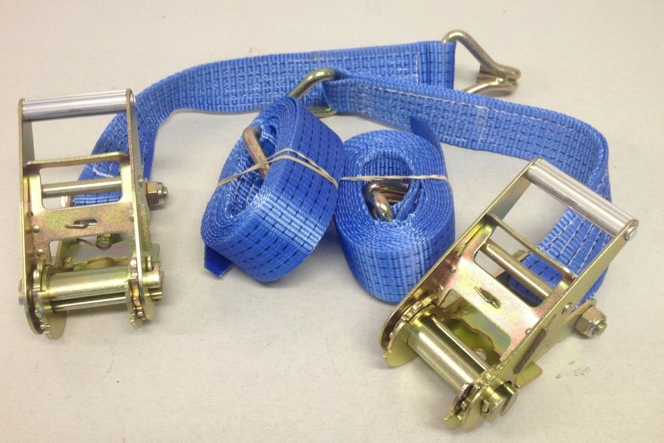 LIFTING-SLINGS 2x Ratchet Tie Down Straps Heavy Duty 5000KG 3m - 20m - Cargo Lashing - 50mm
