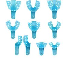 12pcs Dental Plastic Impression Trays Perforated Autoclavable Upper Medium Lower