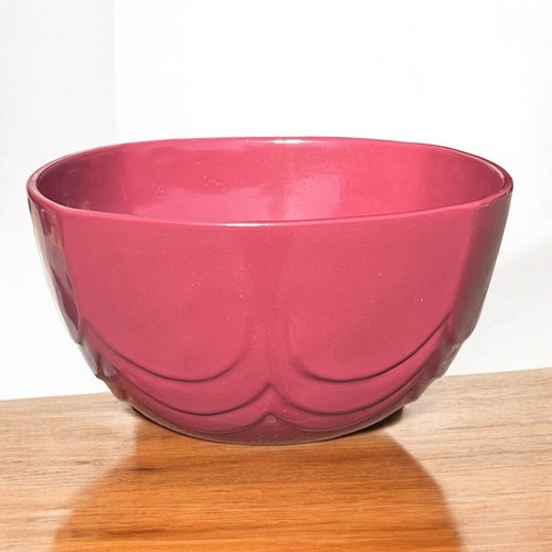 Grand bol de portion vintage Frankoma Pottery 5N mauve marron 11 x 6 pouces festonné - Photo 3/9