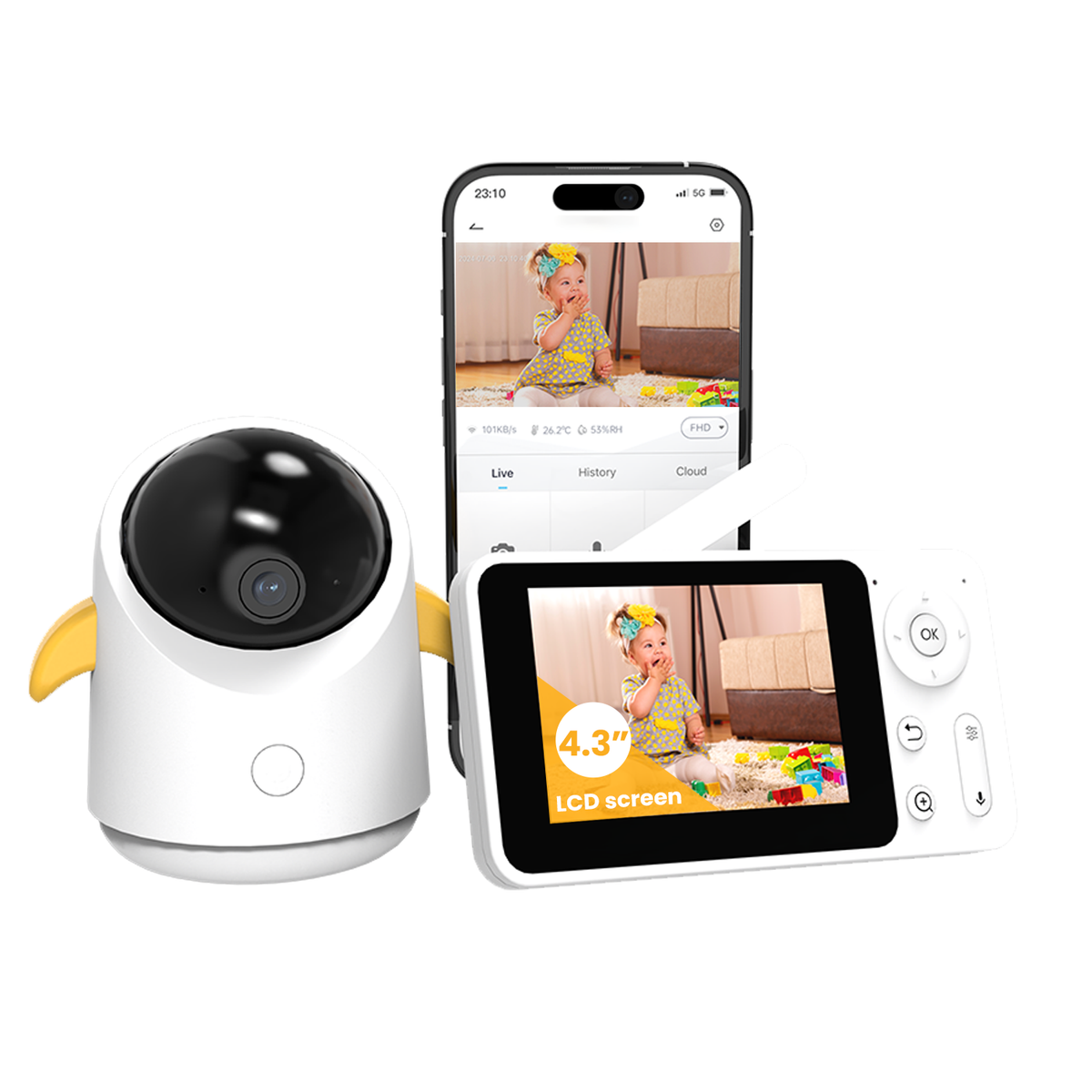 Wifi Video Baby Monitor Camera, App Screen Control,1080P
