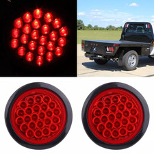Pair 4 Round Led Tail Light Rear Brake Stop Reverse Backup Lamp Trailer Truck