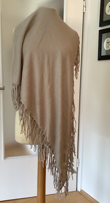 Tuch, Schal, Damen, Marke  Codello  , Beige Groß Dreiecks Tuch Fransen