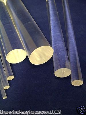 CLEAR ACRYLIC PERSPEX ROUND SOLID BAR 2mm 3mm 4mm 5mm 6mm 8mm 10mm 12mm15mm 20mm