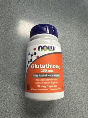 NOW FOODS Glutathione 250 mg 60 Veg Capsules Exp 10/2027