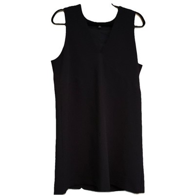 Banana Republic Women's 10 Black Solid V-Neck Sleeveless Shift Knee Dress