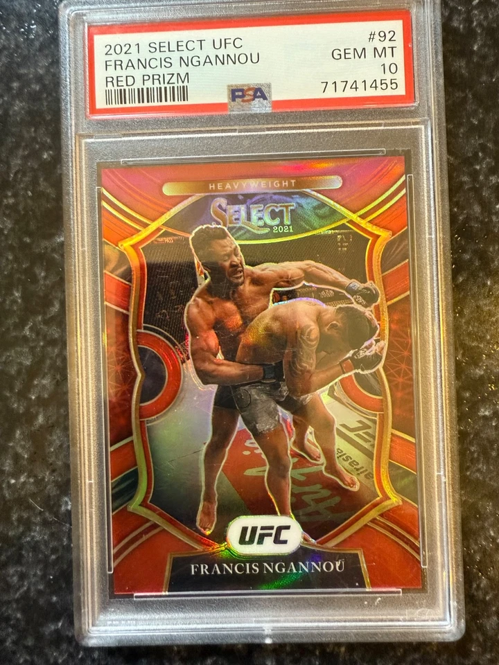 2021 Panini Select UFC #92 Francis Ngannou Red Prizm PSA 10 - Image 2 of 3