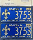 1966 1967 Alaska License Plate Pair With Original Mailing Envelope — photo 1